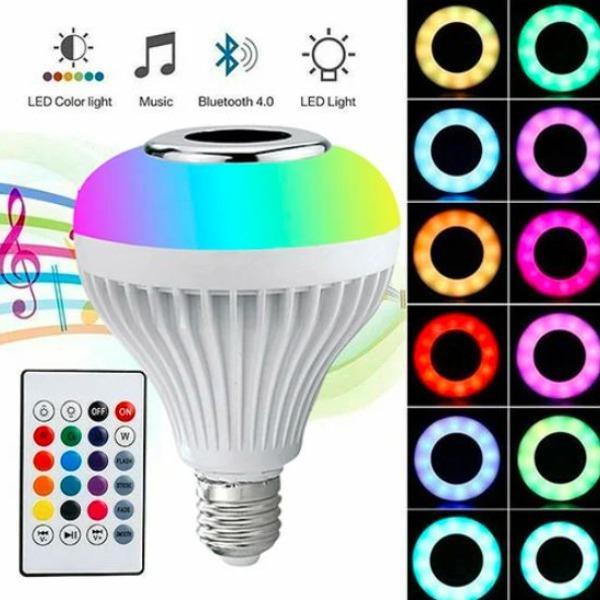 Smart E27 RGB Bluetooth Speaker Bulb – 12W, Remote & App Control