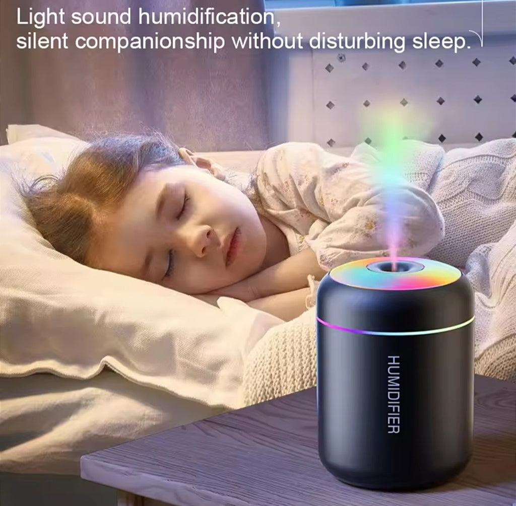 180ML Mini USB Humidifier & Aroma Diffuser – Colorful LED Light | Portable Air Mist Humidifier for Home, Office & Car
