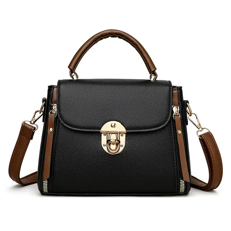 Black Crossbody Bag with Golden clasp for Women