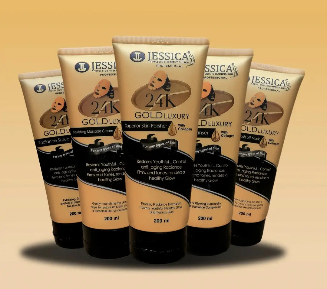 Jessica 24K Gold Luxury facial kit, five 200 ml tubes